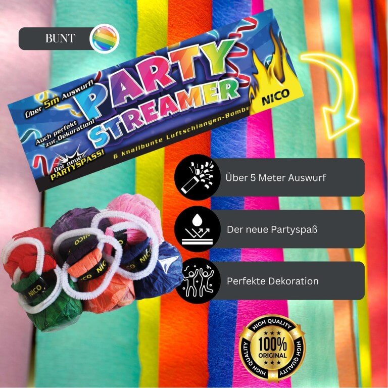 Nico Party Streamer, Luftschlangen-Bälle bunt,6er-Btl. – Bild 2