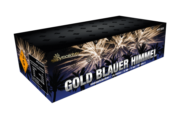 Pyrocentury Gold Blauer Himmel 126 Schuss Verbundfeuerwerk (Charge 2024)