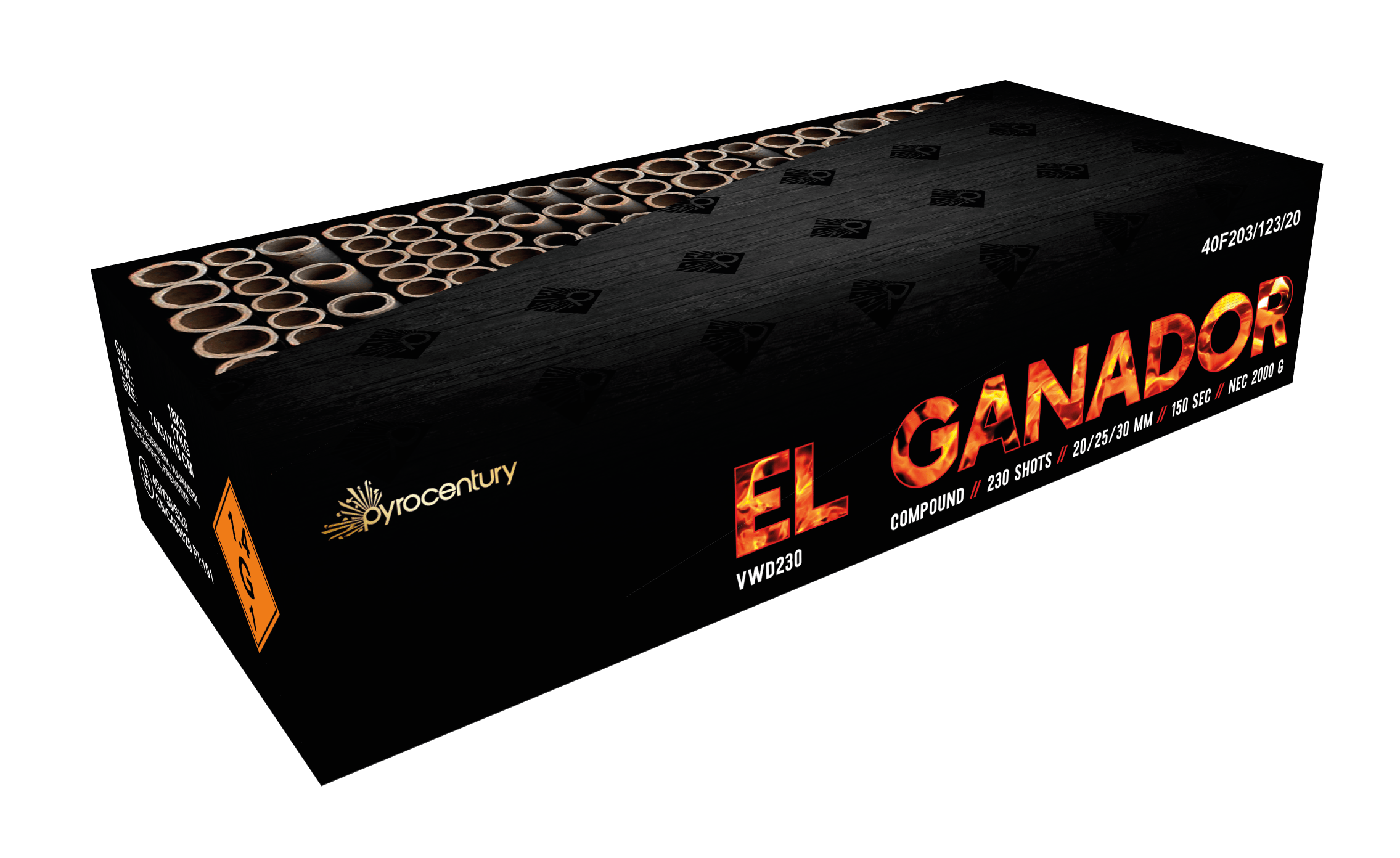 Pyrocentury El Ganador, Mehrkaliber-Verbundfeuerwerk, 230 Schuss